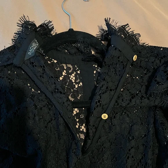 Rachel Zoe black lace paneled floor length gown size 6 - Picture 8 of 8